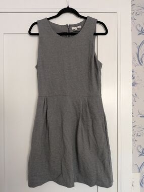 Madewell Gray Sleeveless Fit-and-Flare Cotton Dress Medium